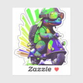 Funny Colorful Turtle On A Scooter Copy シール (シート)