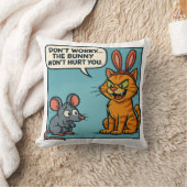 Funny Comic Cat with Bunny クッション (ブランケット)