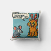 Funny Comic Cat with Bunny クッション (正面)