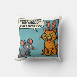 Funny Comic Cat with Bunny クッション