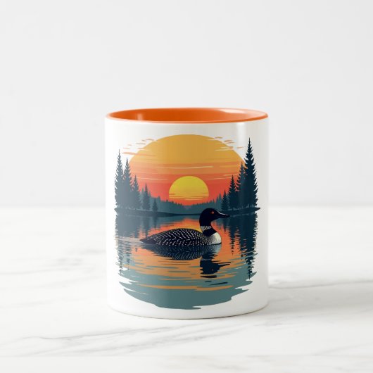 Funny Common Loon – Minnesota Bird Watcher ツートーンマグカップ (中央)