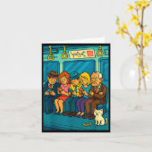 Funny Commuter Train Digital Detox Tech Satire Gif カード (黄色い花)