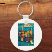 Funny Commuter Train Digital Detox Tech Satire Gif キーホルダー (正面)