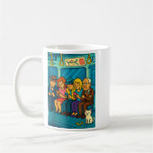 Funny Commuter Train Digital Detox Tech Satire Gif コーヒーマグカップ (左)