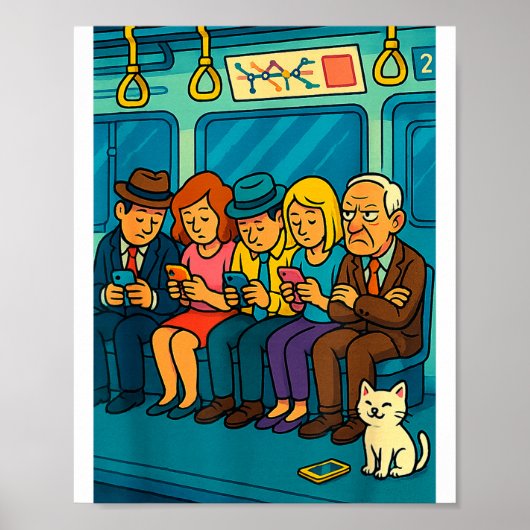 Funny Commuter Train Digital Detox Tech Satire Gif ポスター (正面)