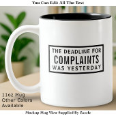 Funny Complaints Deadline, Modern Minimalist  ツートーンマグカップ