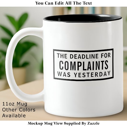 Funny Complaints Deadline, Modern Minimalist  ツートーンマグカップ