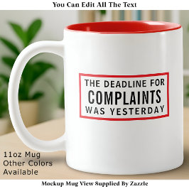 Funny Complaints Deadline, Modern Minimalist  ツートーンマグカップ