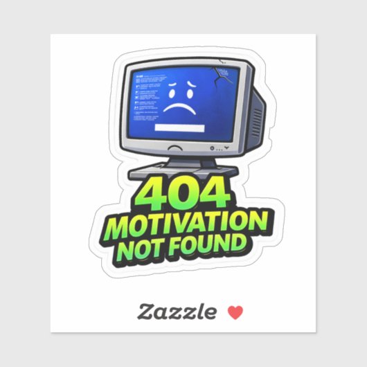 Funny Computer 404 Motivation Sticker シール (シート)