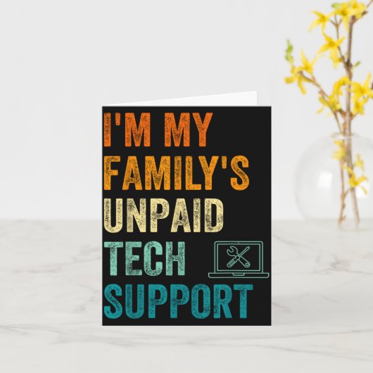 Funny Computer Engineer I'm My Family's Unpaid Tec カード (黄色い花)