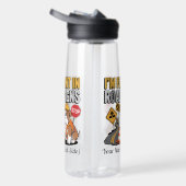 Funny Construction Bulldog Cartoon Road Sign ウォーターボトル (右面)