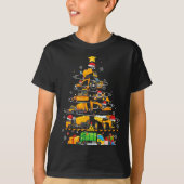 Funny Construction Excavator Truck Christmas Tree  Tシャツ (正面)