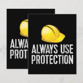 Funny Construction Tshirt - Always Use Protection  (正面/裏面)