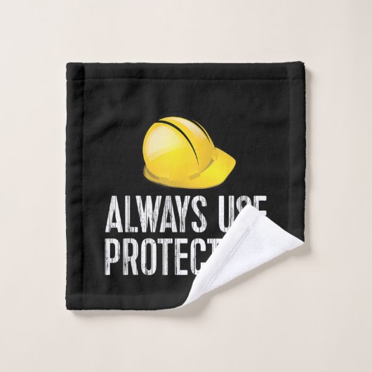 Funny Construction Tshirt - Always Use Protection  ウォッシュタオル (ウォッシュタオル)