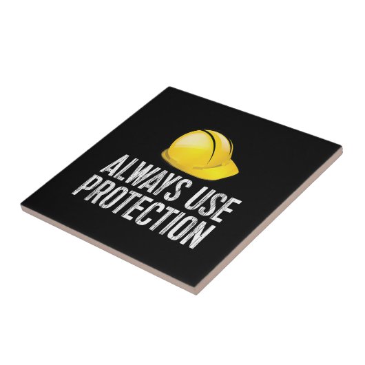Funny Construction Tshirt - Always Use Protection  タイル (側面)
