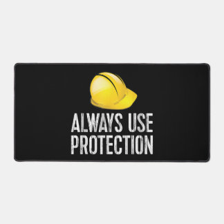 Funny Construction Tshirt - Always Use Protection  デスクマット