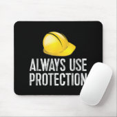 Funny Construction Tshirt - Always Use Protection  マウスパッド (マウス)