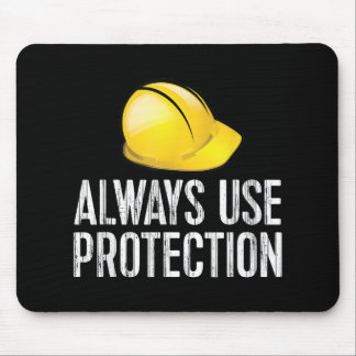 Funny Construction Tshirt - Always Use Protection  マウスパッド