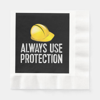 Funny Construction Tshirt - Always Use Protection  縁ありランチョンナプキン
