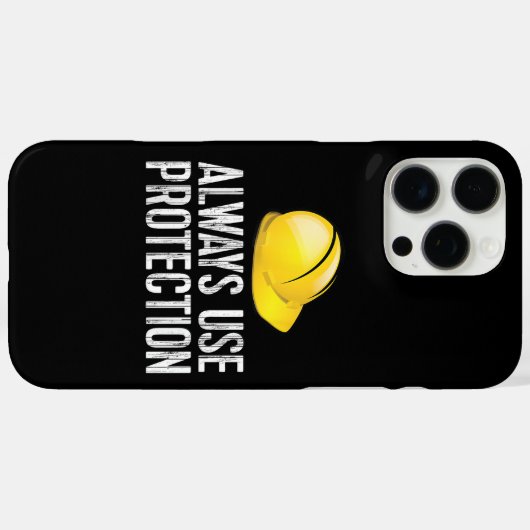Funny Construction Tshirt - Always Use Protection Case-Mate iPhoneケース (裏面 (横))