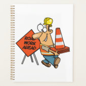Funny Construction Worker Road Work Ahead Sign プランナー手帳 (正面)