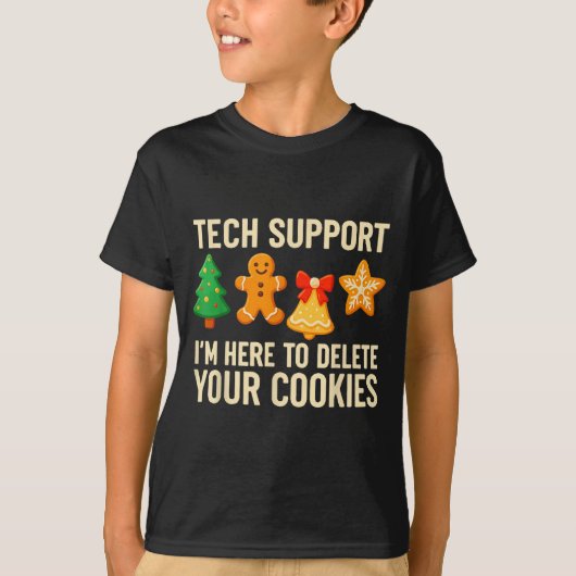Funny Cookies Christmas Gingerbread Tech Suprt Men Tシャツ (正面)