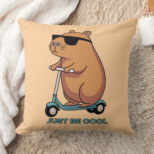 Funny Cool Capybara Scooter Vibes クッション (ブランケット)