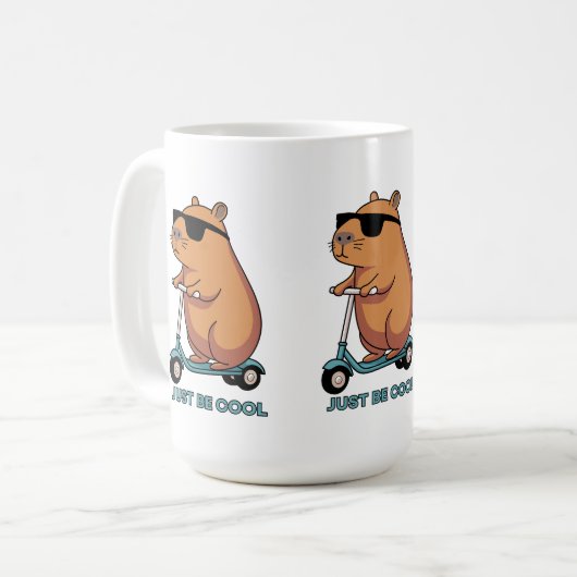 Funny Cool Capybara Scooter Vibes Mug コーヒーマグカップ (正面左)