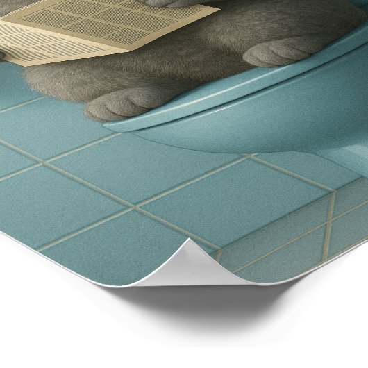 Funny Cool Cat Bathroom Trendy Wall Art ポスター (角)