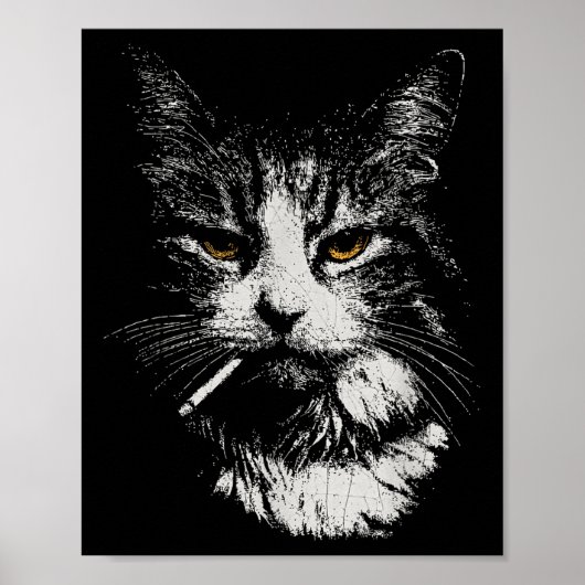 Funny Cool Cat Smoking Funny Meme Cigarette Cat Ga ポスター (正面)