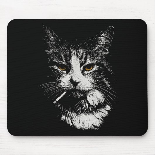 Funny Cool Cat Smoking Funny Meme Cigarette Cat Ga マウスパッド (正面)