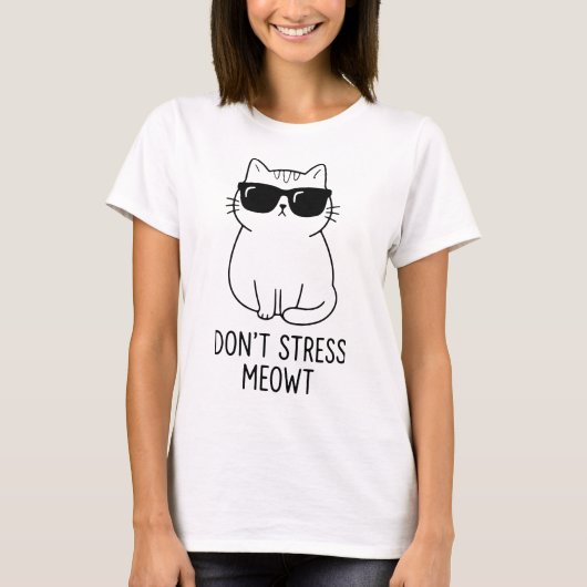 Funny Cool Cat with Sunglasses Graphic Urban Stree Tシャツ (正面)