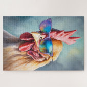 Funny Cool Chicken With Sunglasses Watercolor ジグソーパズル (横)