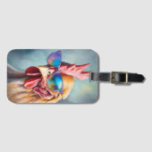 Funny Cool Chicken With Sunglasses Watercolor ラゲッジタグ (正面横)