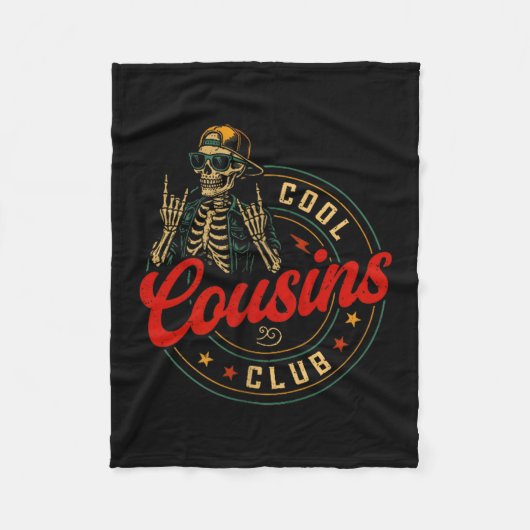 Funny Cool Cousins Club Shirt Cousin Crew Skeleton フリースブランケット (正面)