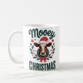 Funny Cool Cow Mooey Christmas Farm Holiday Humor コーヒーマグカップ