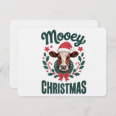 Funny Cool Cow Mooey Christmas Farm Holiday Humor 招待状 (正面/裏面)
