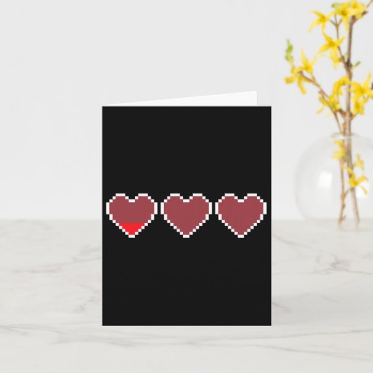 Funny Cool Cute Video Game Hearts Design - Pixel H カード (黄色い花)