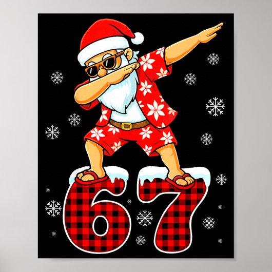 Funny Cool Dabbing Santa Hawaii 67 Meme Christmas ポスター (正面)