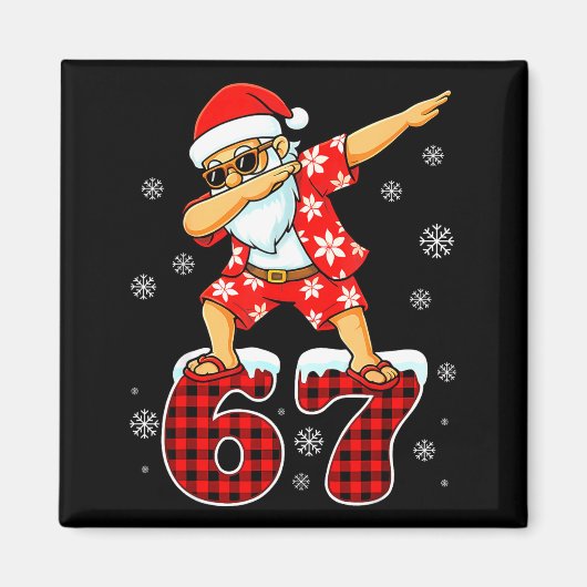 Funny Cool Dabbing Santa Hawaii 67 Meme Christmas  マグネット (正面)