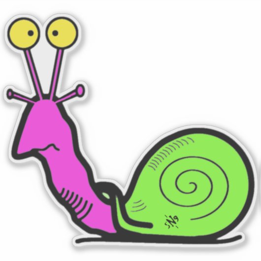 Funny Cool Snail Cartoon シール (正面)