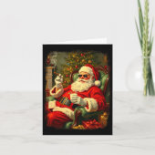 Funny Cool Sungles Cigar And Milk Santa Christmas  カード (正面)