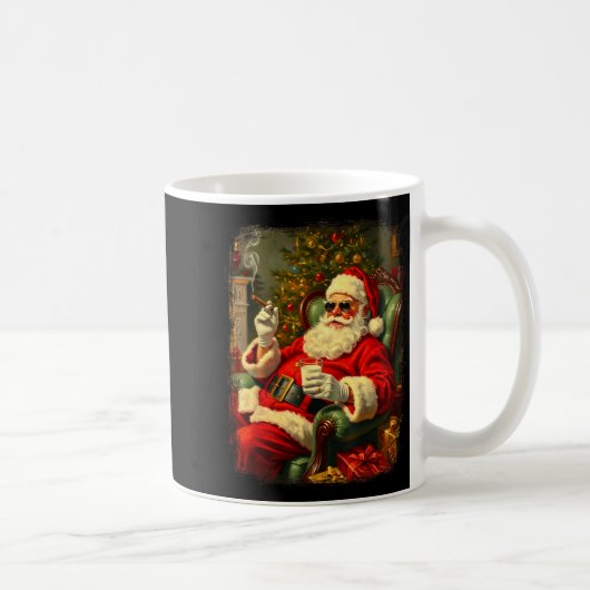 Funny Cool Sungles Cigar And Milk Santa Christmas  コーヒーマグカップ (右)