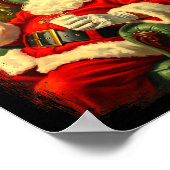 Funny Cool Sungles Cigar And Milk Santa Christmas  ポスター (角)