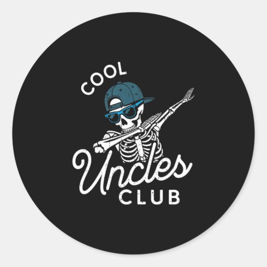 Funny Cool Uncles Club Shirt Funny Skeleton Uncle  ラウンドシール (正面)
