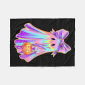 Funny Coquette Bow Ghost Pumpkin Halloween Soky Se フリースブランケット (正面(横))