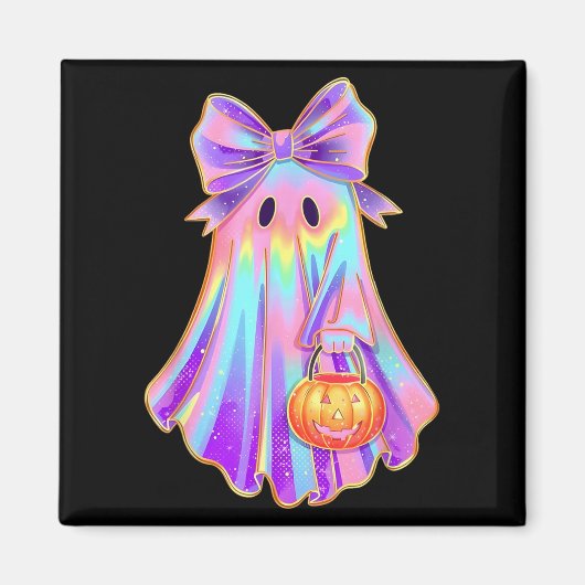 Funny Coquette Bow Ghost Pumpkin Halloween Soky Se マグネット (正面)