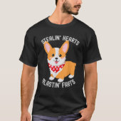 Funny Corgi Breakin Hearts Blastin Farts Cute Vale Tシャツ (正面)