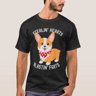 Funny Corgi Breakin Hearts Blastin Farts Cute Vale Tシャツ