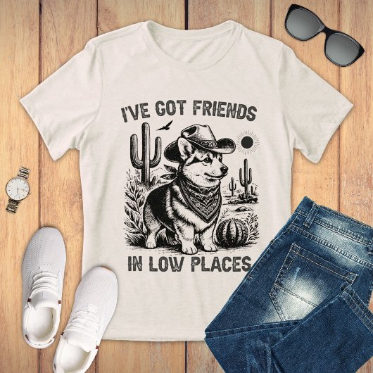 Funny Corgi Cowboy Dog トライブレンドTシャツ